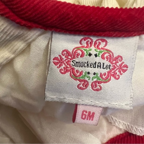 Smocked a lot cream red Nativity smocked bubble romper sz 6m Christmas - Picture 4 of 4